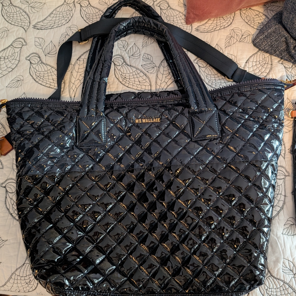 MZ Wallace Sutton Black Quilted Tote Luxurious Design